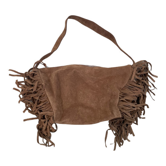 Doncaster Made in Italy Brown Suede Shoulder bag with fringes - Picture 3 of 4